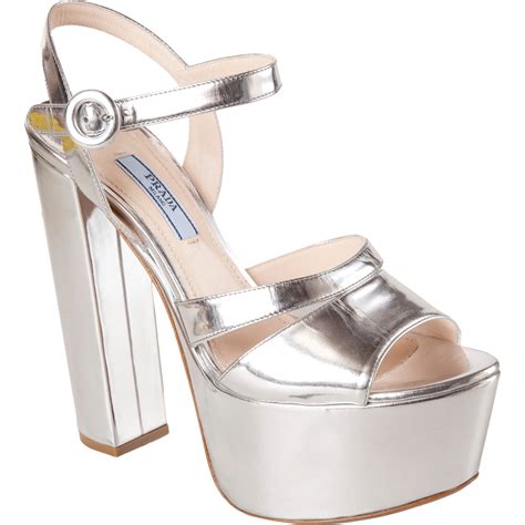 prada silver sandals 2013|Prada diagram platform sandal.